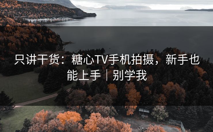 只讲干货:糖心TV手机拍摄,新手也能上手|别学我
